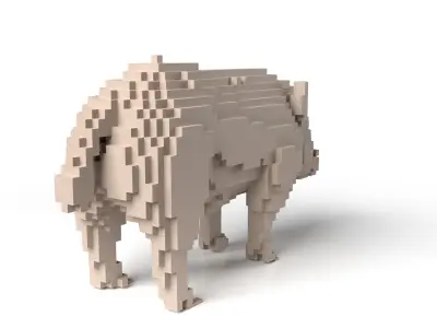 Wildboar Minecraft Voxel Low-poly 3D model