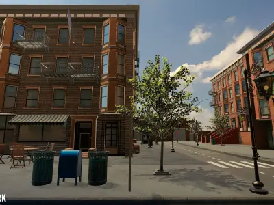 New York streets - Modular city Low-poly 3D model