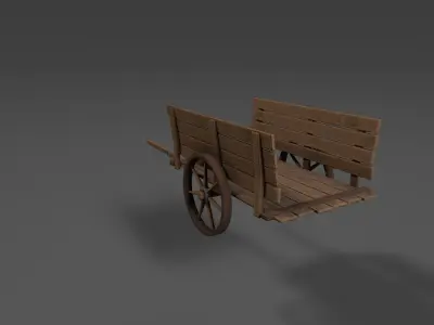 Stylized Medieval Cart Low-poly 3D model
