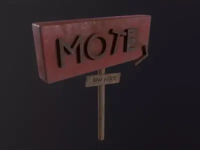 Motelsign Post Apocalypse 3D Model Low-poly 3D model