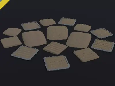 Cartoon fields Polygonal Style Low-poly 3D model