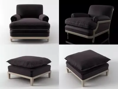Maceda four different chairs and ottomans 3D model