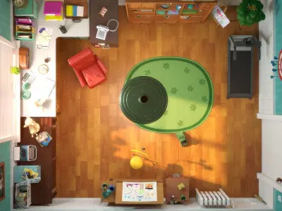 Cartoon Study Room 3D model