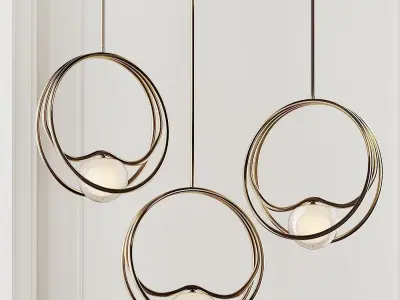 Pair of Brass Pulsar Singolo Chandelier from Cristina Celestino 3D model