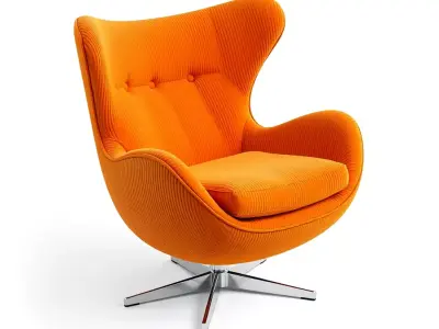Modern Orange Swivel Egg Chair Low-poly 3D model