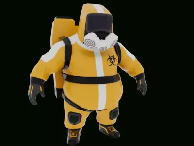 Lowpoly hazmat man with rigging Low-poly 3D model