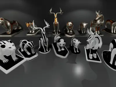 SciFi Statues and Decor Low-poly 3D model purchase