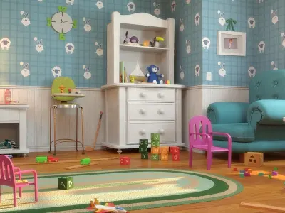 Cartoon Corridor Baby Room 3D model