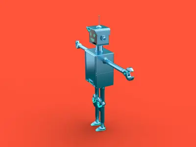 Cartoonish robot with simple rig 3D model