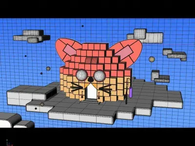 cartoon cat house 3D model