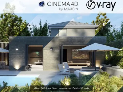 Set 3 - VRay C4D - 4 x Exterior Scenes 3D Model Pack