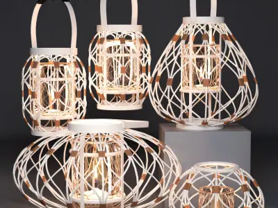 Rattan Lighting Set 5 3D model