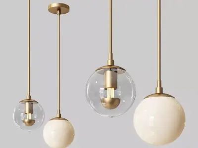 Modo Mono Pendant Brass and Clear Glass 3D model