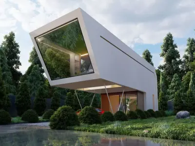 Exterior and Interior Minimalist House for Sketchup and Vray 3D model