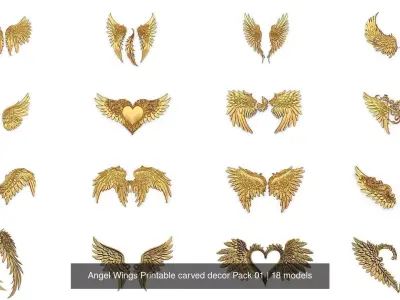 18 Angel Wings Printable carved decor Pack 01