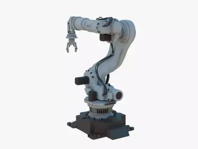 Industrial Robot Arm White Rust Low-poly 3D model