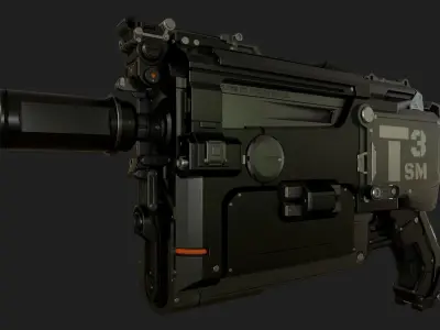 Gun Sci-Fi Low-poly 3D model