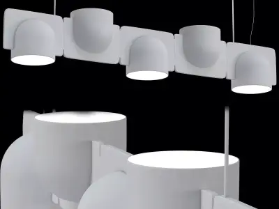 TRAIN pendant light with four balls hanging from it 3D model