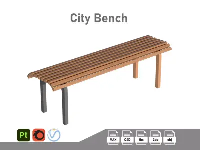 City Bench 09 Low-poly 3D model