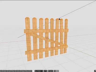 fence wooden picket Low-poly 3D model