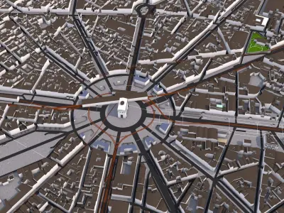 Paris City Full 3d Model Low-poly 3D model