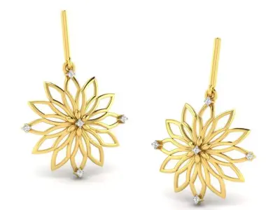 Gold Diamond Women Earring 3D print Model 3D print model 51