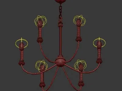 ALEXANDER brass chandelier with five lights 3D model