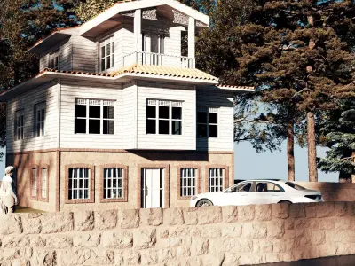 Traditional Turkish Mansion Exterior Scene 3D model