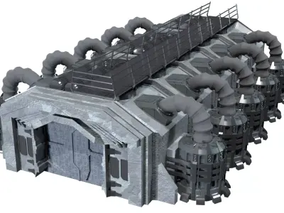 Sci fi building Low-poly 3D model buy