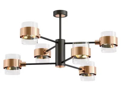 Eurosvet-70127 six light chandelier in copper and glass 3D model