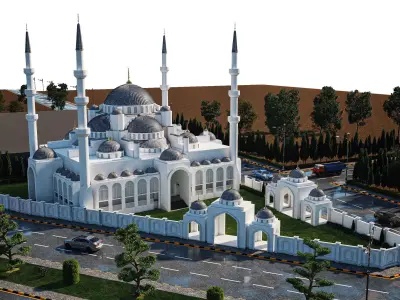 Mosque With Autocad Working Drawings 3D model