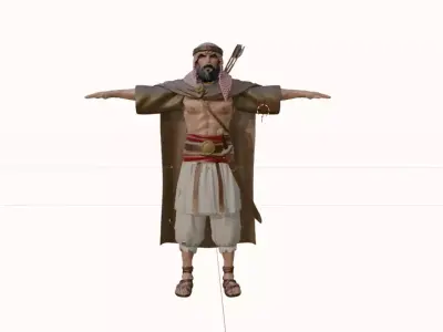 Majestic Arabian Warrior  High-Resolution 3D Model in T-Pose Low-poly 3D model