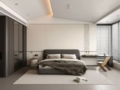 Modern Minimalist Bedroom 036 3D model