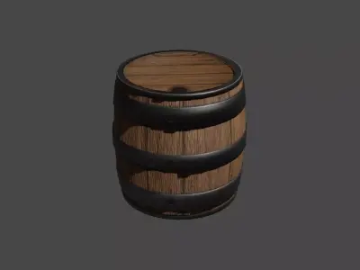 Wooden Barrel Low-poly 3D model