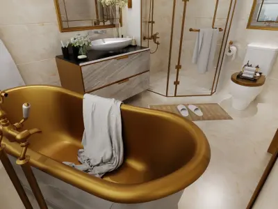 lavish modern bathroom 3D model