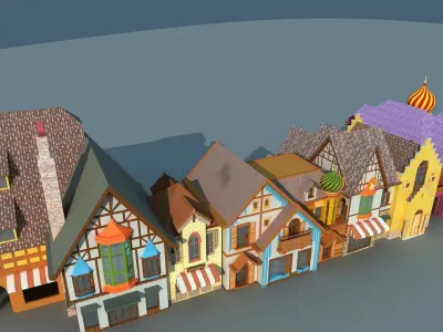 Cartoon Street 1 3D model