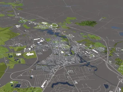 Dover Delaware USA 50x50km 3D City Map 3D model