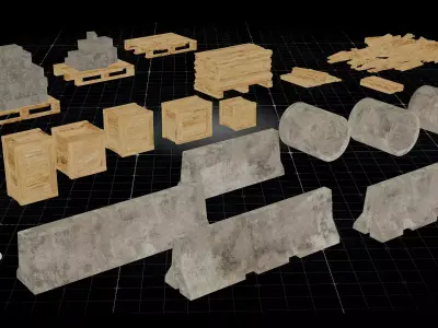 Construction Elements Set 01 Low-poly 3D model