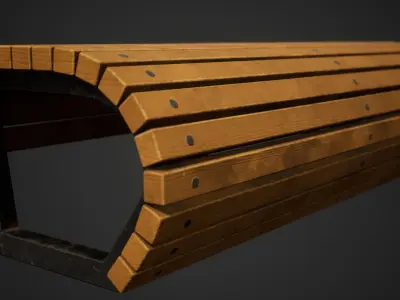 Stylized Park Bench Low-poly 3D model
