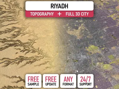 Riyadh - 3D City Topography Terrain 3D Model Pack