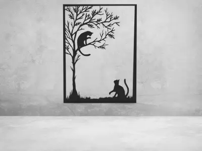 CAT WALL DECORATIVE 3D print model