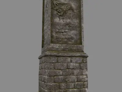 pillar four stone pillars Low-poly 3D model