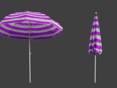 Beach Umbrella Game-Ready Low-poly 3D model