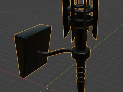 Medieval torch flambau castle  Low-poly 3D model