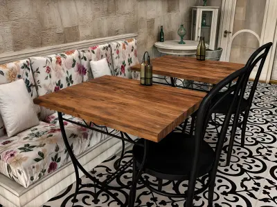 Cafe Interior Design Low-poly 3D model