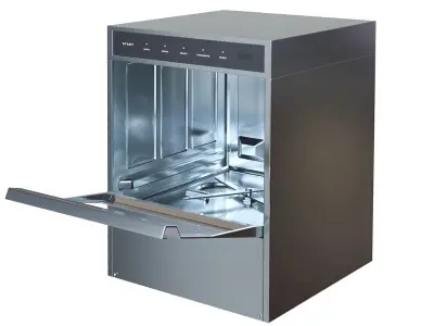Dishwasher stainless steel with glass door 3D model