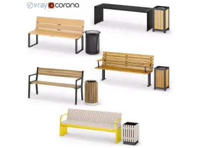 Outdoor benches Nola 1 3D model