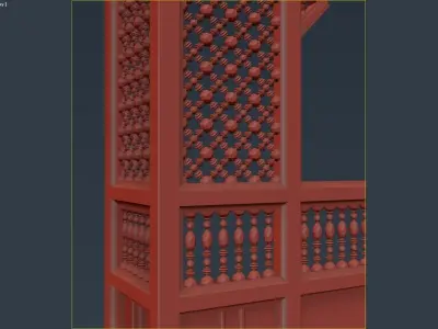 Mashrabiya 2 wooden door with decorative carvings 3D model