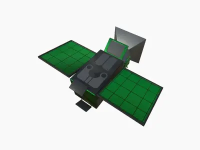 Satellite E01 Black Green - SciFi Space Design Low-poly 3D model