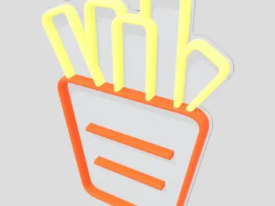 Neon Sign Fries Low-poly 3D model